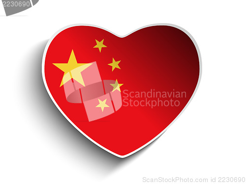 Image of China Flag Heart Paper Sticker