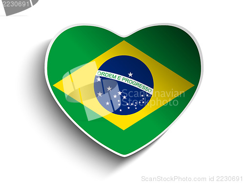 Image of Brazil Flag Heart Paper Sticker