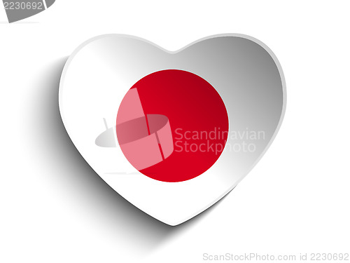 Image of Japan Flag Heart Paper Sticker