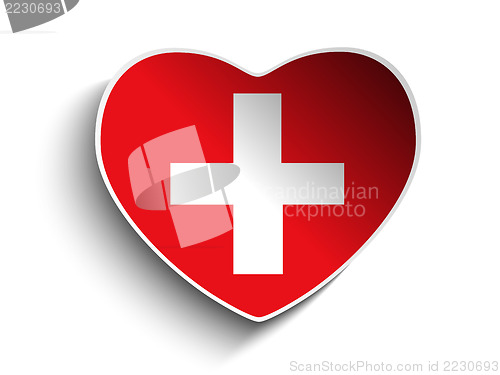 Image of Switzerland Flag Heart Paper Sticker