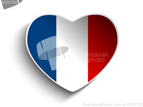 Image of France Flag Heart Paper Sticker