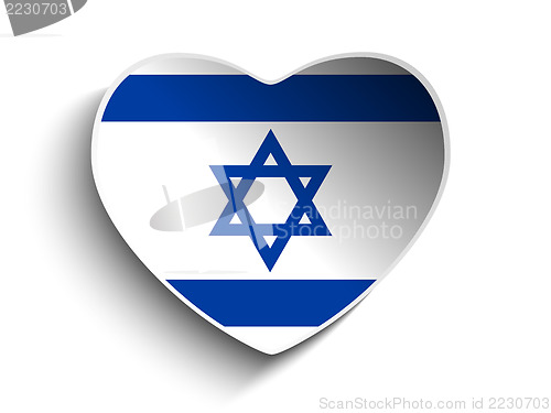 Image of Israel Flag Heart Paper Sticker