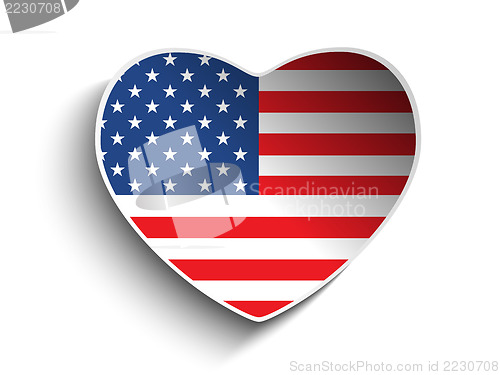 Image of USA Flag Heart Paper Sticker