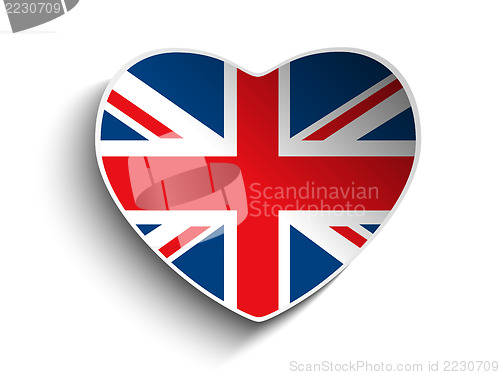 Image of Vector - UK Flag Heart Paper Sticker