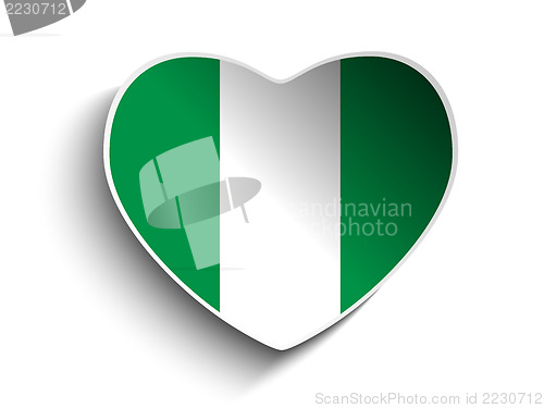 Image of Nigeria Flag Heart Paper Sticker