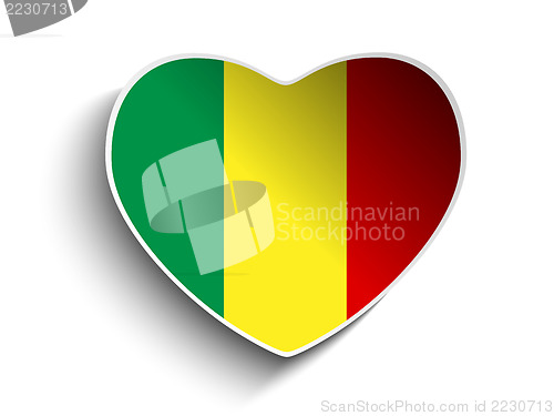 Image of Mali Flag Heart Paper Sticker