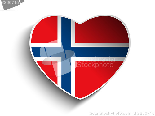 Image of Norway Flag Heart Paper Sticker