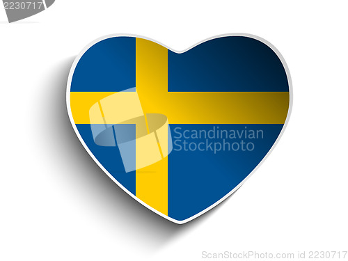 Image of Sweden Flag Heart Paper Sticker
