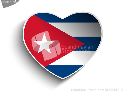 Image of Cuba Flag Heart Paper Sticker