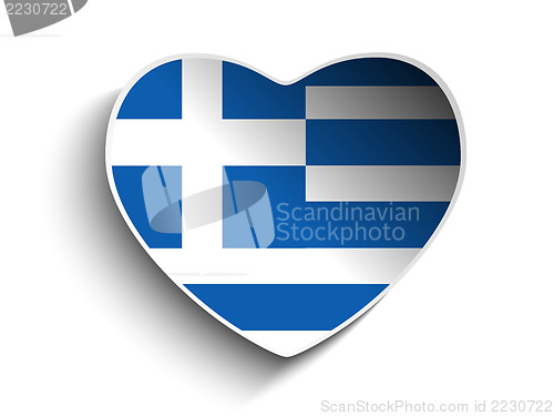 Image of Greece Flag Heart Paper Sticker
