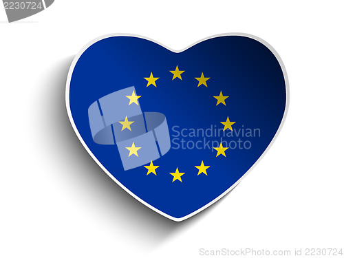 Image of Europe Flag Heart Paper Sticker