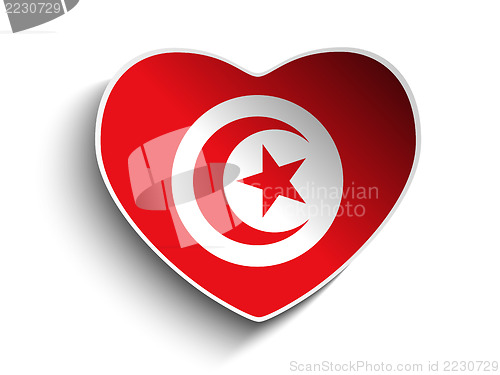 Image of Tunisia Flag Heart Paper Sticker