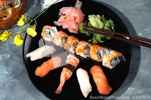 Image of sushi meal on plate