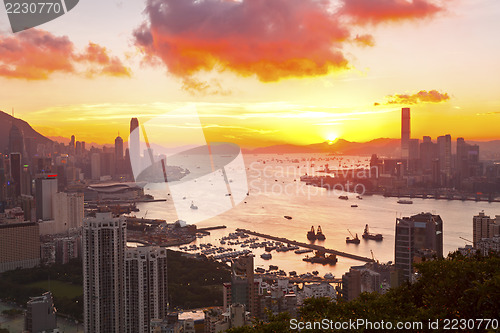 Image of Hong Kong sunset at downtown