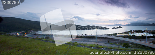 Image of Highway in Hong Kong at sunset