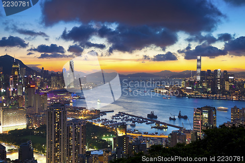 Image of Hong Kong skyline at sunset