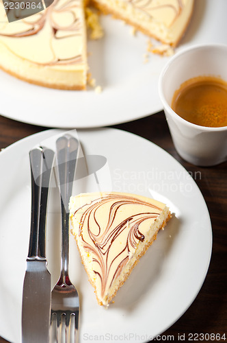 Image of Cheese cake and espresso coffee