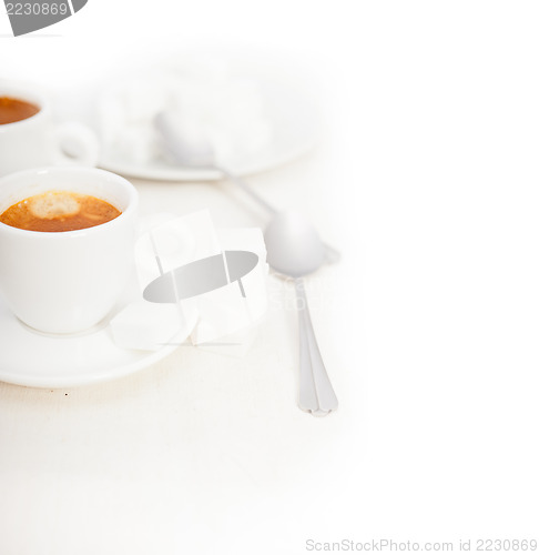 Image of Italian espresso coffee and sugar cubes
