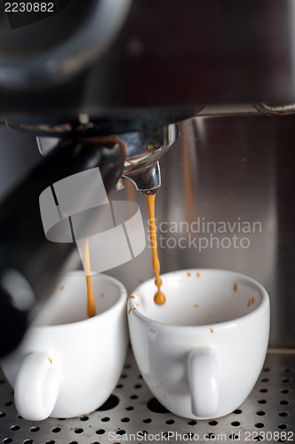 Image of espresso coffe making with professional machine