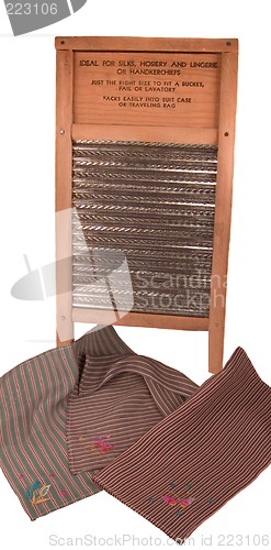 Image of Antique Washboard With Vintage Silk Handkerchiefs