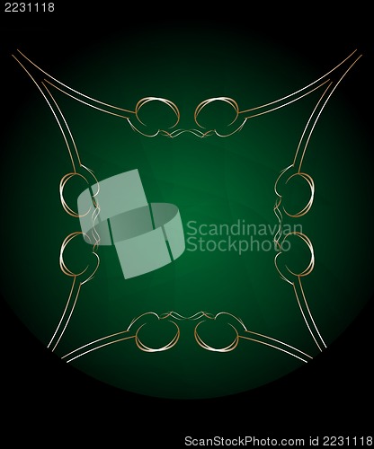 Image of Vintage seamless wallpaper in green with a gold ribbon and frame