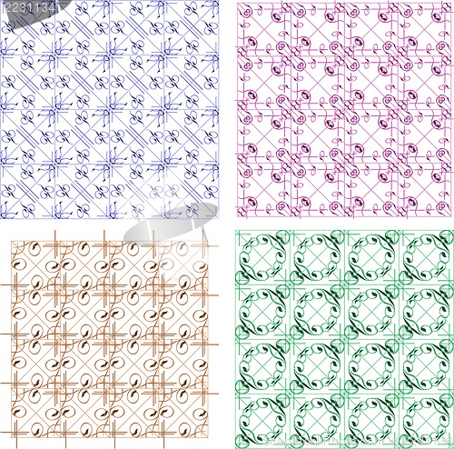 Image of Set of four seamless pattern in retro style