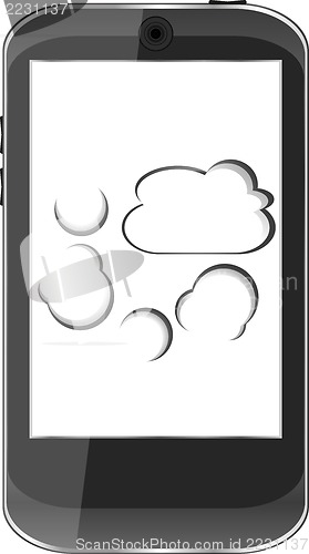 Image of Cloud computing concept. Mobile smart phone with cloud icon