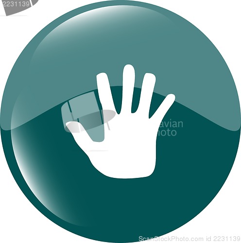 Image of hand icon on green button