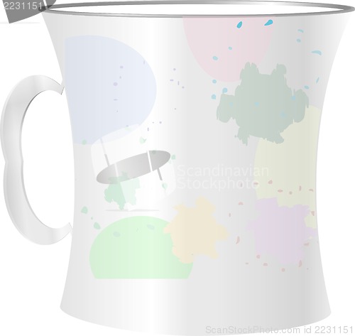 Image of close up of empty used coffee cups and blots on white background