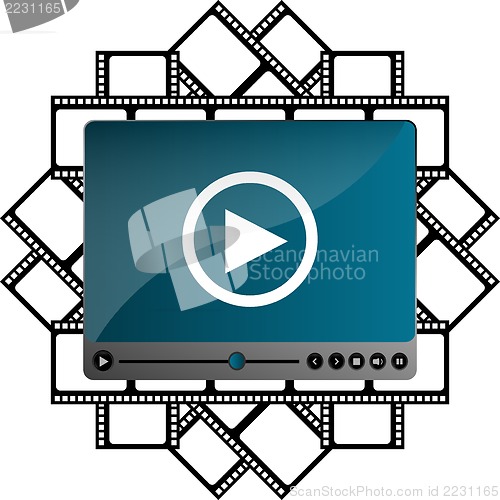 Image of Video movie media player on film cinema strip