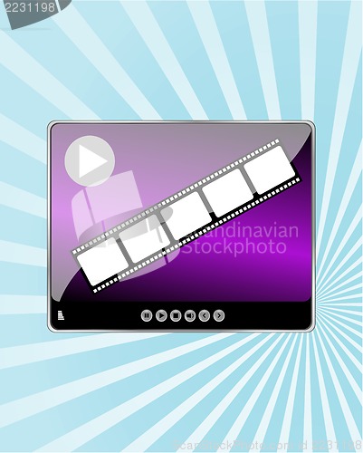 Image of Video Movie Media Player on abstract blue ray background