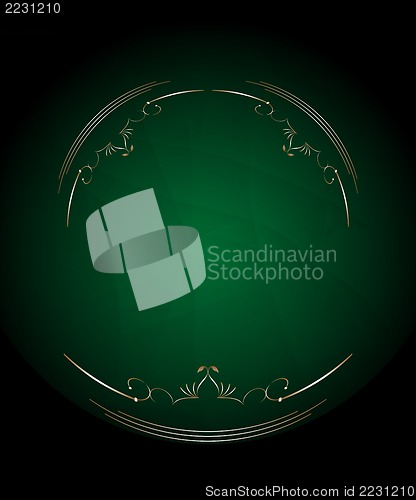 Image of dark green background with grunge texture and gold ribbon stripe design layout