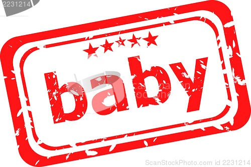 Image of word baby on red rubber stamp