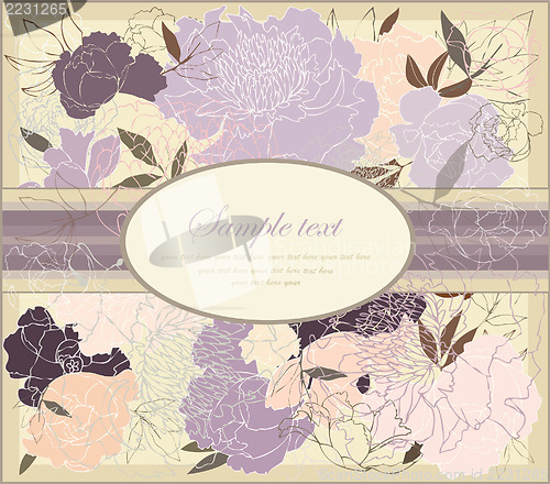 Image of Greeting card with peony. Illustration peony. Beautiful decorati