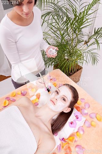 Image of woman face with beauty treatment cosmetic spa