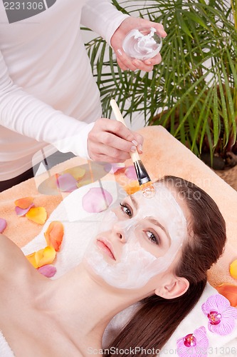 Image of woman face with beauty treatment cosmetic spa