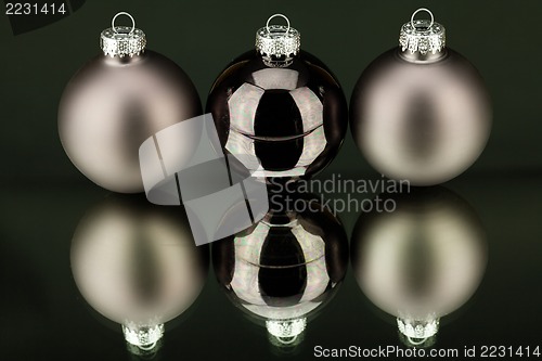 Image of christmas decoration in silver on black