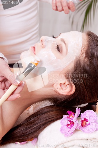 Image of woman face with beauty treatment cosmetic spa