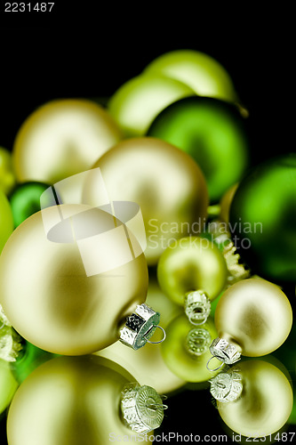 Image of christmas decoration in green lime and champagner