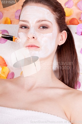 Image of woman face with beauty treatment cosmetic spa