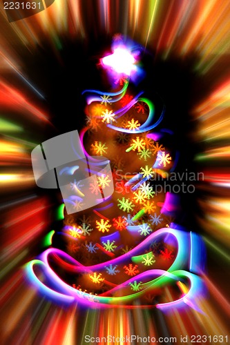 Image of xmas tree from the christmas lights