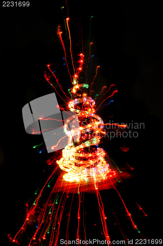 Image of christmas tree in the dark night 