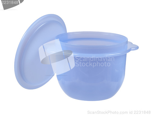 Image of Plastic container with the lid open, isolated on white