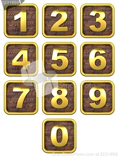 Image of 3D Set of Gold Metal Numbers.