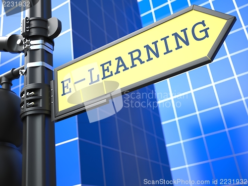 Image of Education Concept. E-Learning Roadsign.