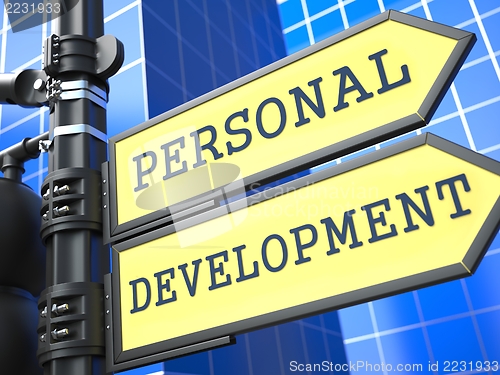 Image of Education Concept. Personal Development Roadsign.