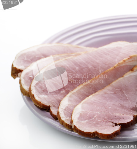 Image of Sliced Ham On A Plate