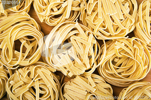 Image of Raw tagliatelle close-up background