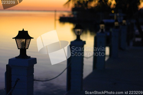 Image of docklights along ocean