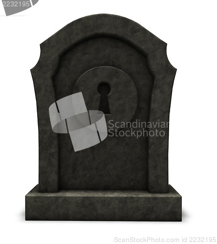 Image of keyhole on gravestone